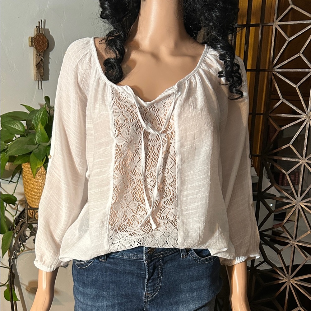 NO BOUNDARIES PEASANT TOP M
